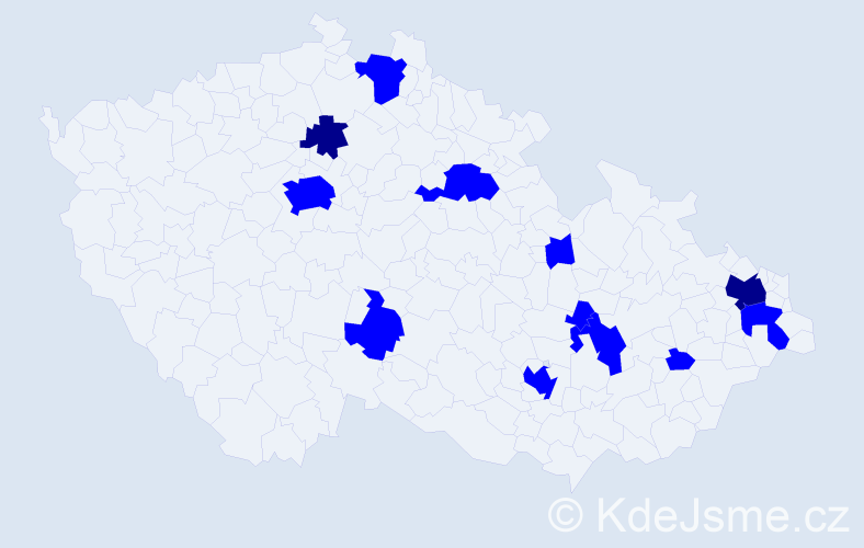 Příjmení: 'Budzáková', počet výskytů 14 v celé ČR