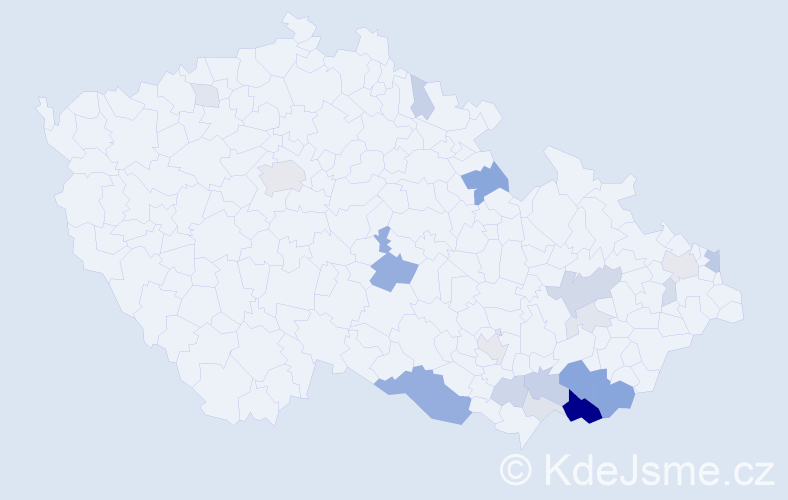 Příjmení: 'Trachtulcová', počet výskytů 65 v celé ČR