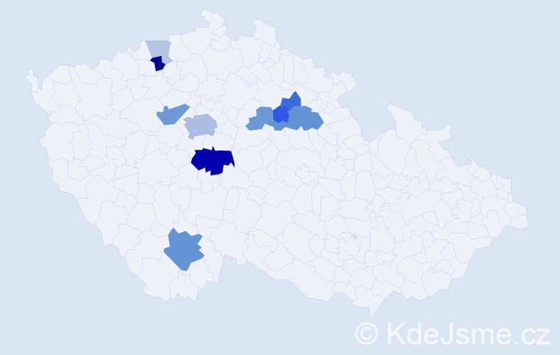 Příjmení: 'Kubeška', počet výskytů 31 v celé ČR