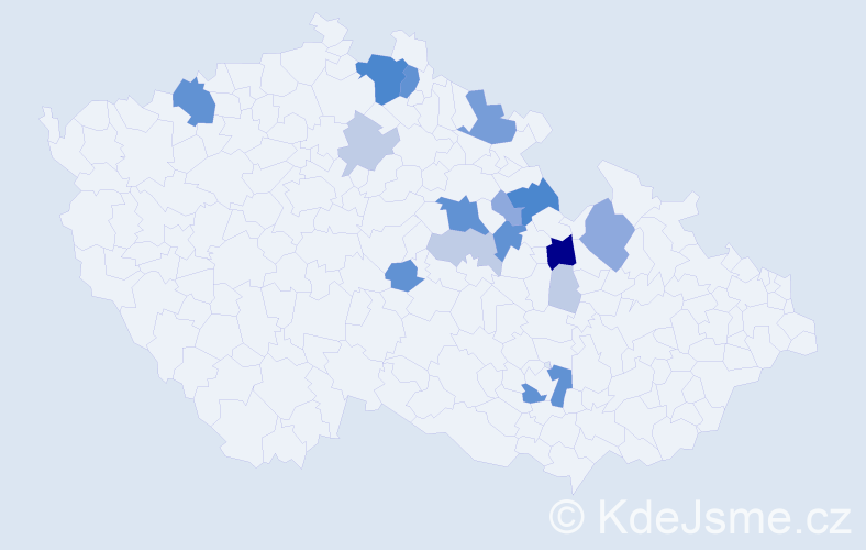 Příjmení: 'Fibikar', počet výskytů 54 v celé ČR