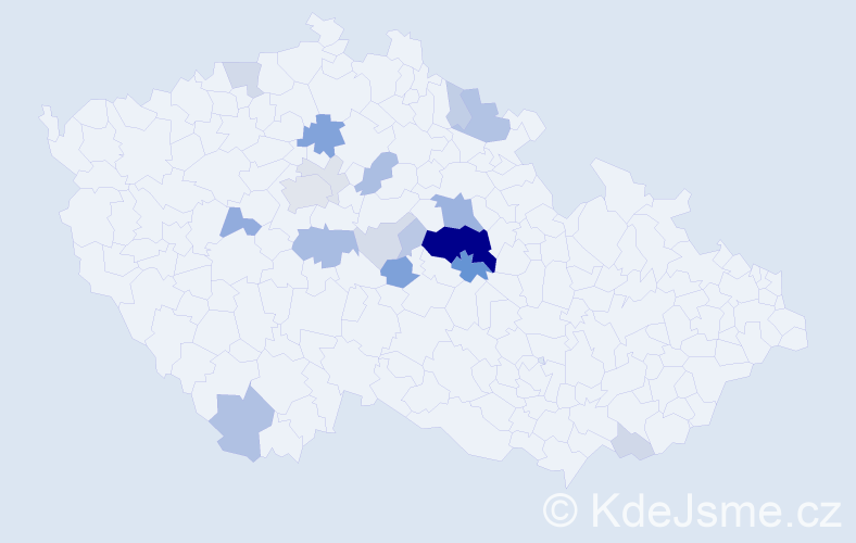 Příjmení: 'Kápička', počet výskytů 69 v celé ČR