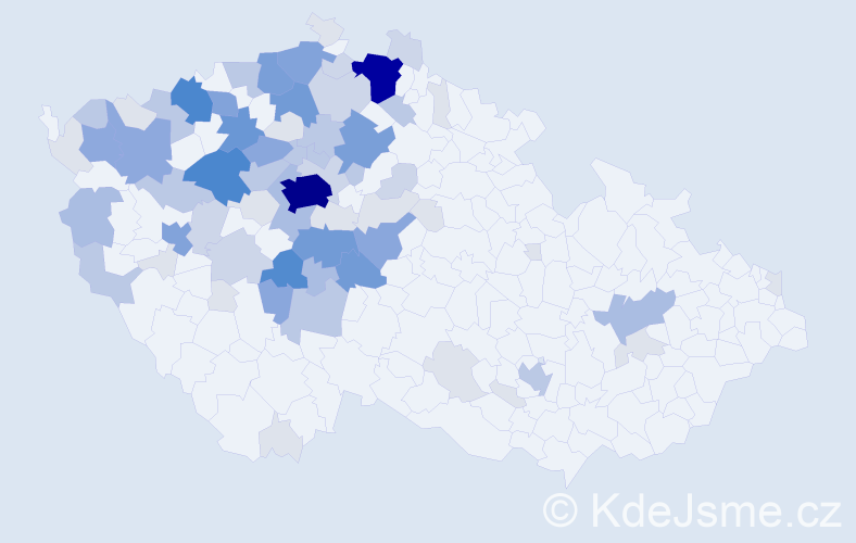 Příjmení: 'Houda', počet výskytů 284 v celé ČR