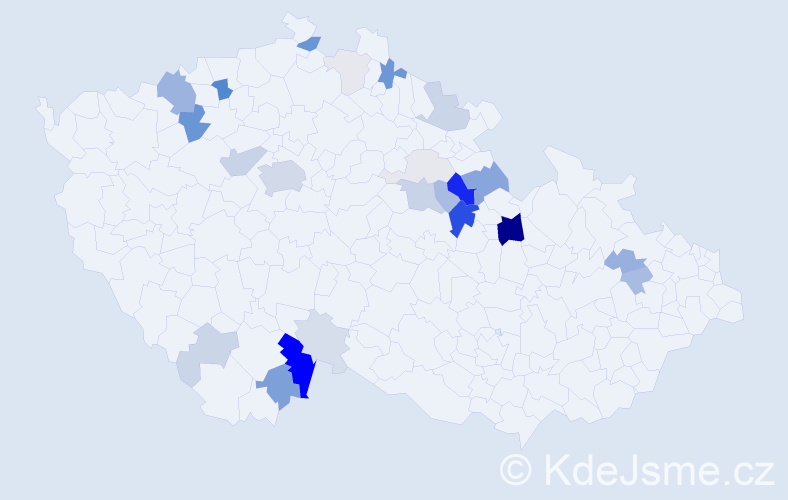 Příjmení: 'Konárek', počet výskytů 88 v celé ČR