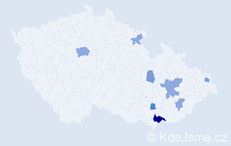 Příjmení: 'Hrnek', počet výskytů 19 v celé ČR
