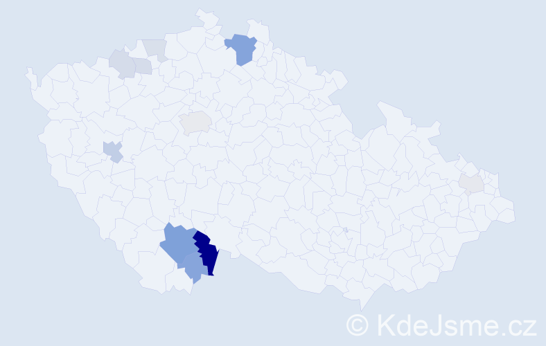 Příjmení: 'Kneysová', počet výskytů 30 v celé ČR