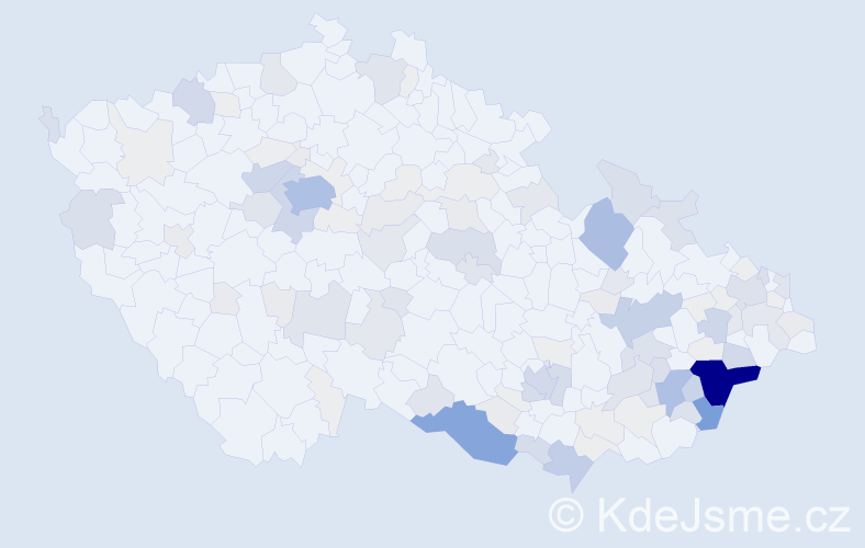 Příjmení: 'Tkadlec', počet výskytů 498 v celé ČR