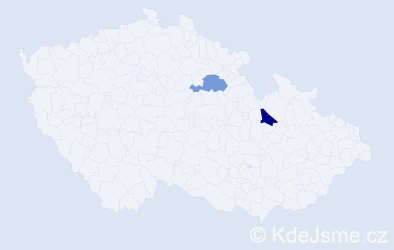Příjmení: 'Tekeľová', počet výskytů 4 v celé ČR