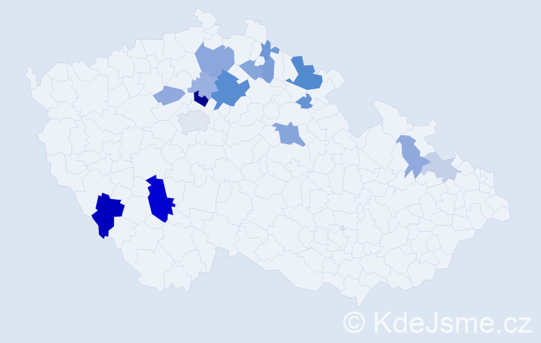 Příjmení: 'Kohoušková', počet výskytů 38 v celé ČR