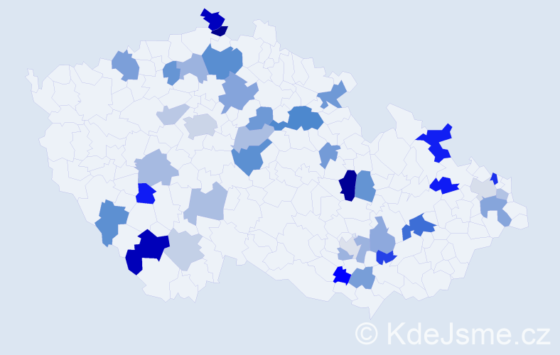 Příjmení: 'Čelková', počet výskytů 64 v celé ČR