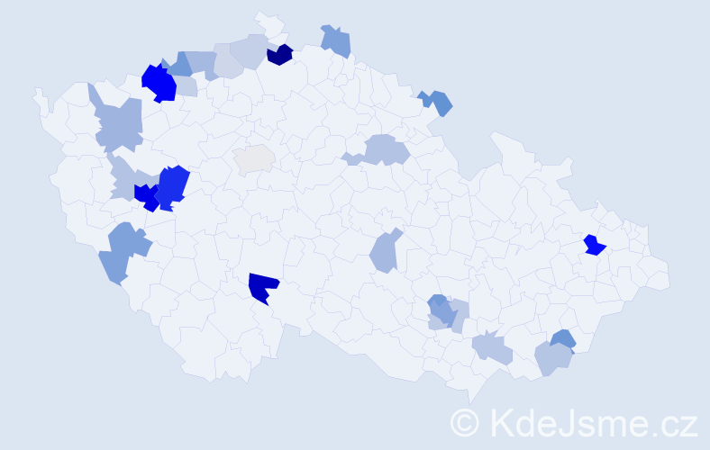 Příjmení: 'Tenk', počet výskytů 72 v celé ČR