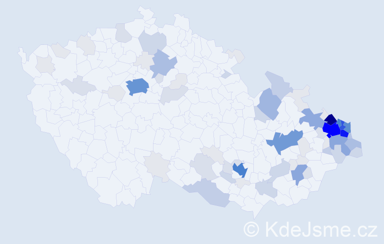 Příjmení: 'Kania', počet výskytů 346 v celé ČR