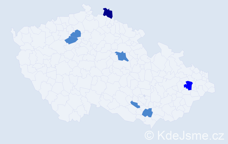 Příjmení: 'Domorák', počet výskytů 10 v celé ČR
