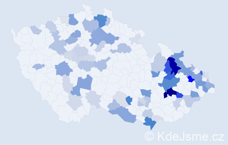 Příjmení: 'Bernát', počet výskytů 244 v celé ČR