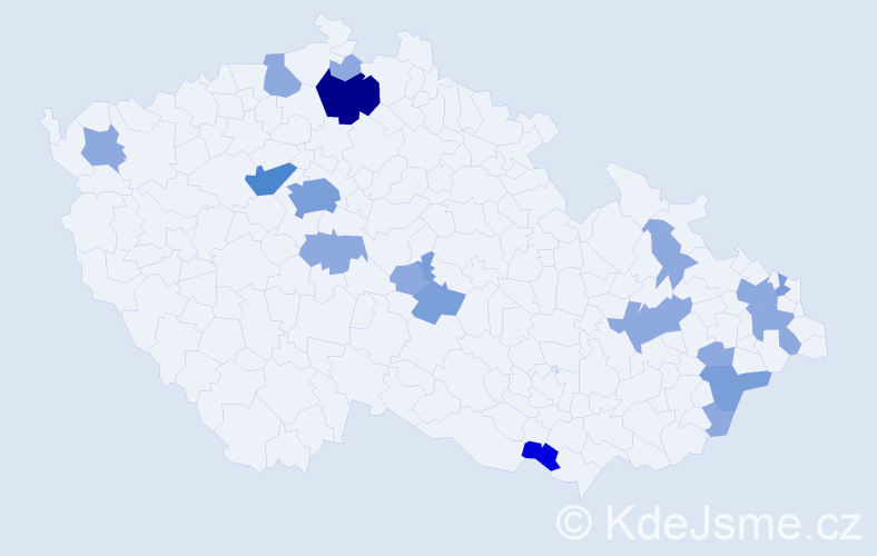 Příjmení: 'Závrská', počet výskytů 35 v celé ČR