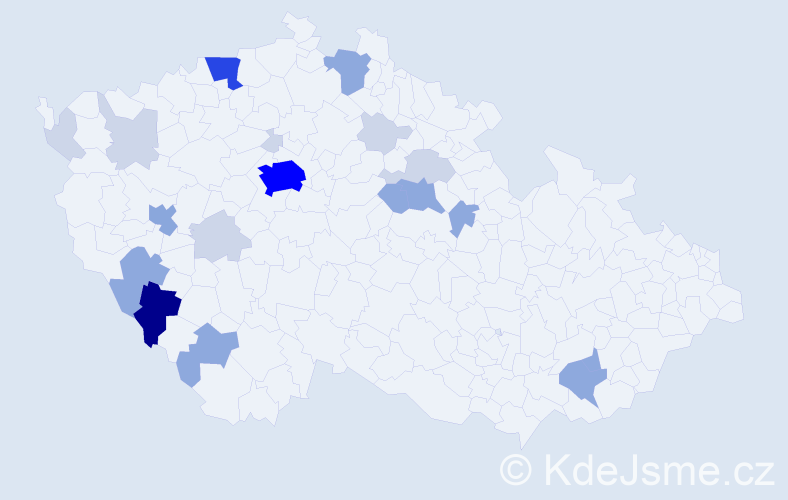 Příjmení: 'Korálová', počet výskytů 59 v celé ČR