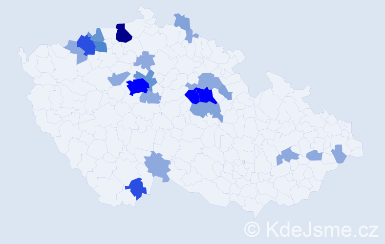 Příjmení: 'Pemlová', počet výskytů 62 v celé ČR