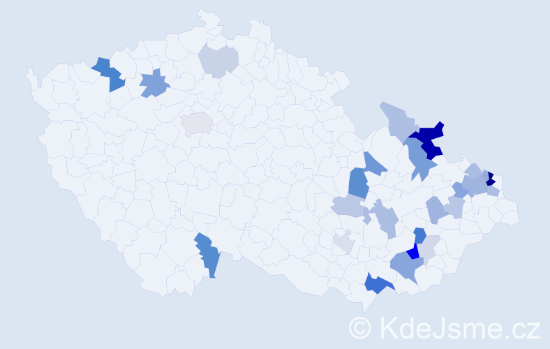 Příjmení: 'Mokrášová', počet výskytů 69 v celé ČR