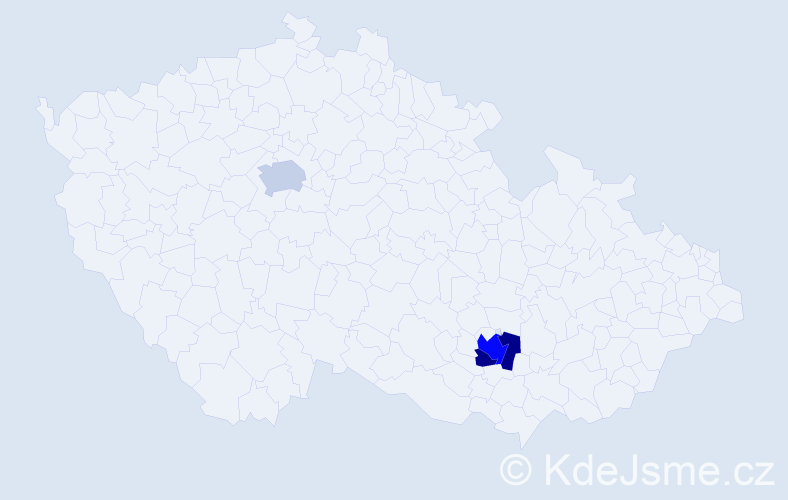 Příjmení: 'Mytrak', počet výskytů 5 v celé ČR