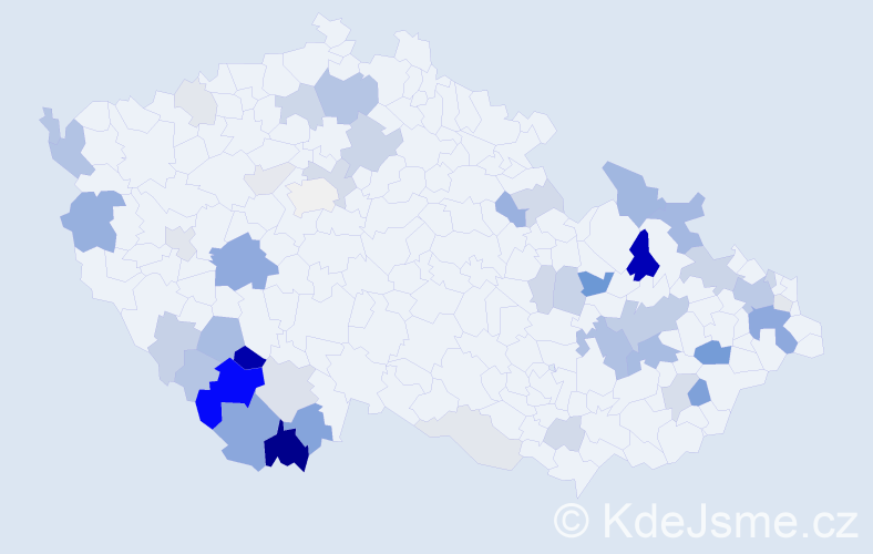 Příjmení: 'Čajanová', počet výskytů 139 v celé ČR
