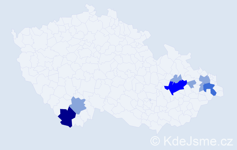 Příjmení: 'Blaženec', počet výskytů 28 v celé ČR