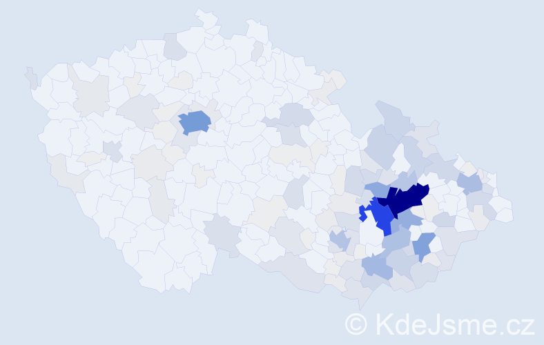 Příjmení: 'Svozil', počet výskytů 734 v celé ČR