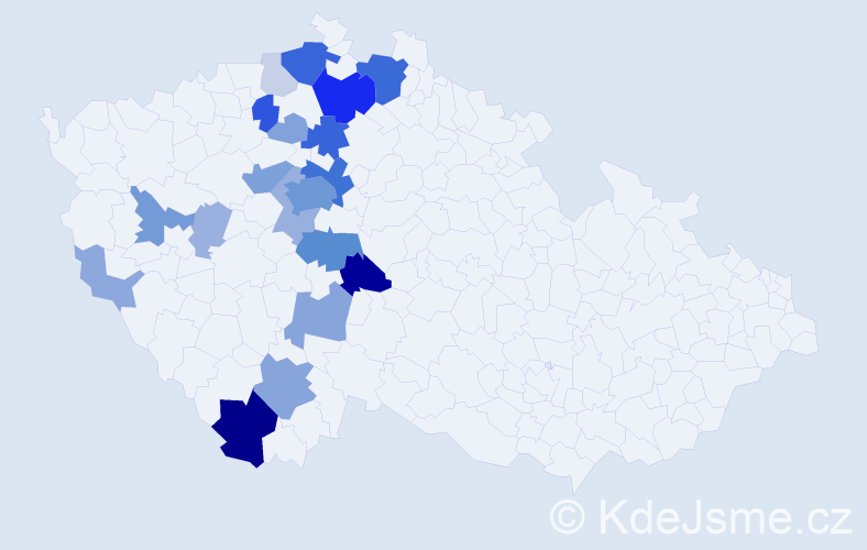 Příjmení: 'Vysušilová', počet výskytů 83 v celé ČR
