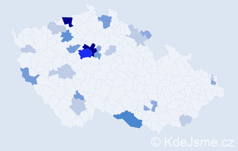 Příjmení: 'Blümlová', počet výskytů 70 v celé ČR