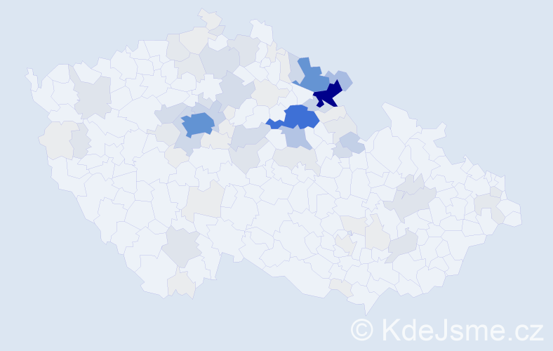 Příjmení: 'Středa', počet výskytů 357 v celé ČR
