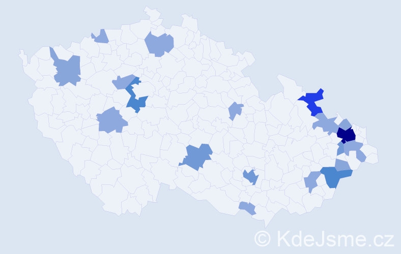 Příjmení: 'Kamenár', počet výskytů 47 v celé ČR