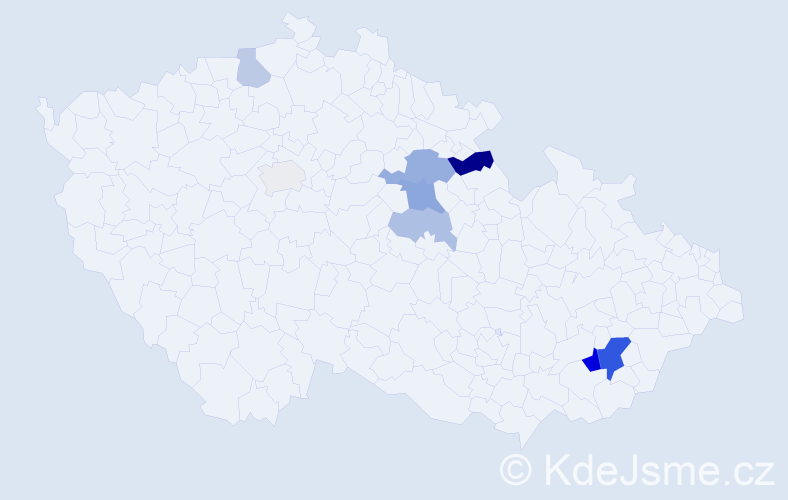 Příjmení: 'Ligrová', počet výskytů 17 v celé ČR