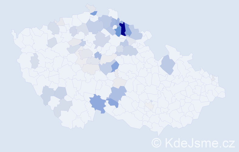 Příjmení: 'Jon', počet výskytů 214 v celé ČR