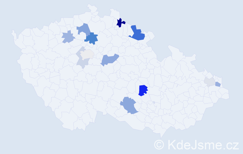 Příjmení: 'Csicso', počet výskytů 25 v celé ČR