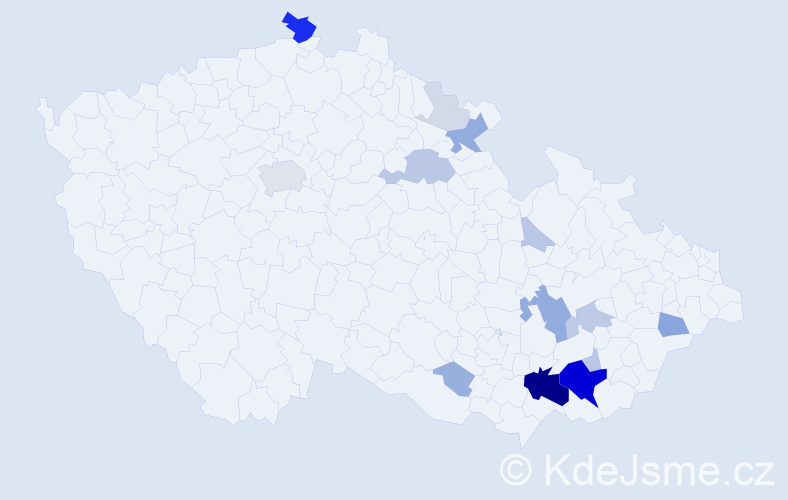 Příjmení: 'Pokorák', počet výskytů 61 v celé ČR
