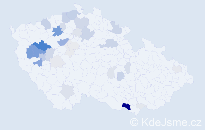 Příjmení: 'Saková', počet výskytů 112 v celé ČR
