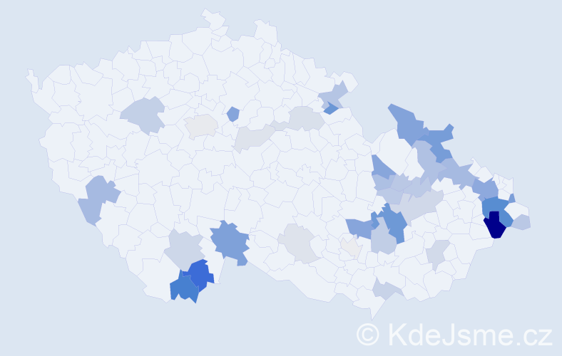 Příjmení: 'Kubalák', počet výskytů 129 v celé ČR