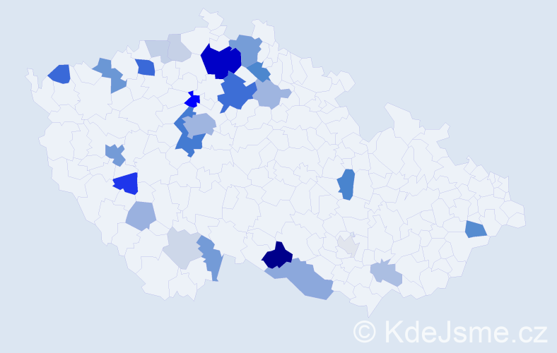 Příjmení: 'Kabrnová', počet výskytů 74 v celé ČR