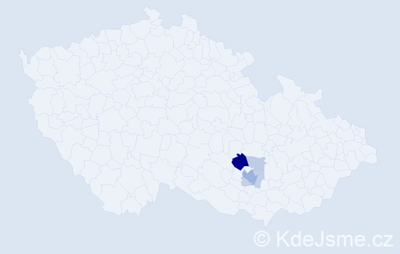 Příjmení: 'Kreslík', počet výskytů 14 v celé ČR