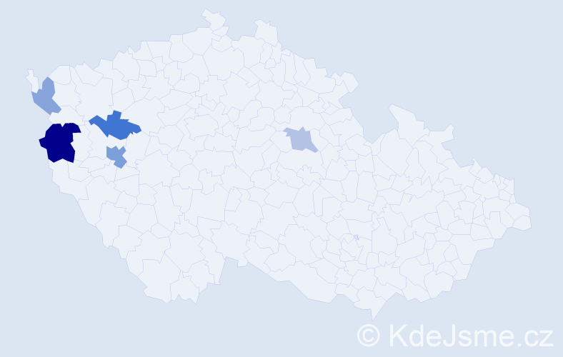 Příjmení: 'Vojček', počet výskytů 9 v celé ČR