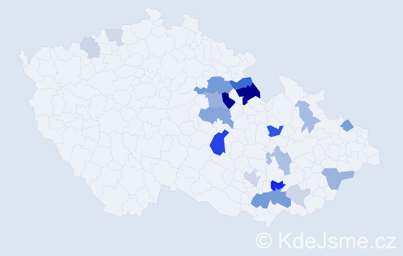 Příjmení: 'Pekáčová', počet výskytů 50 v celé ČR