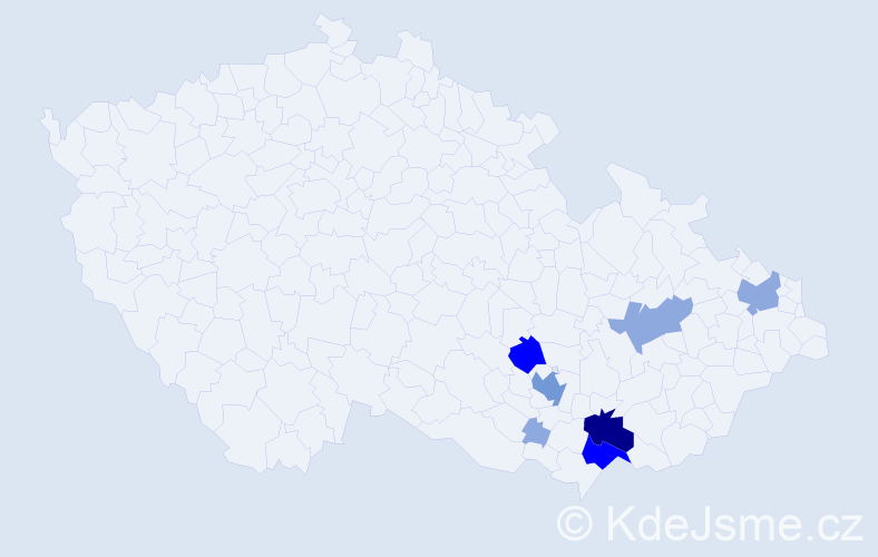 Příjmení: 'Hadamík', počet výskytů 20 v celé ČR