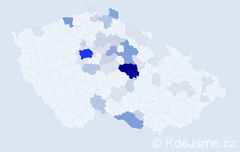 Příjmení: 'Modráčková', počet výskytů 156 v celé ČR