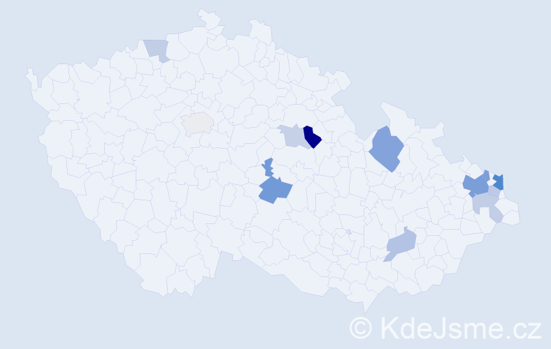 Příjmení: 'Badžgoň', počet výskytů 24 v celé ČR