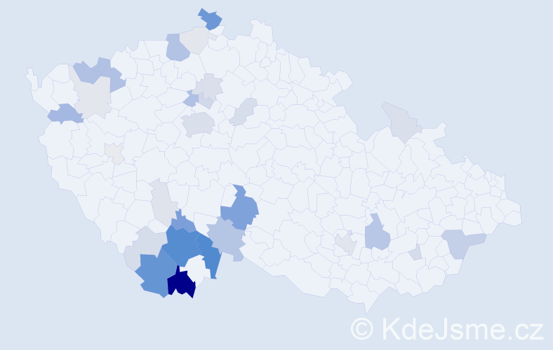 Příjmení: 'Petroušková', počet výskytů 117 v celé ČR