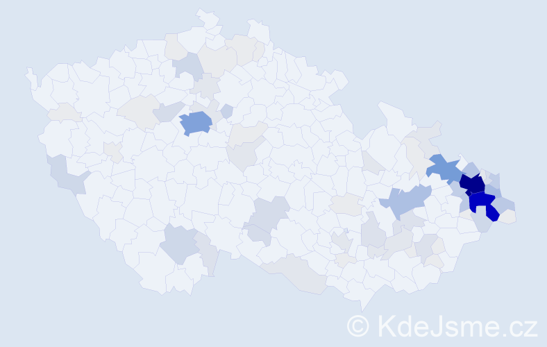 Příjmení: 'Blahut', počet výskytů 344 v celé ČR