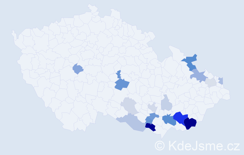 Příjmení: 'Mikulinec', počet výskytů 57 v celé ČR