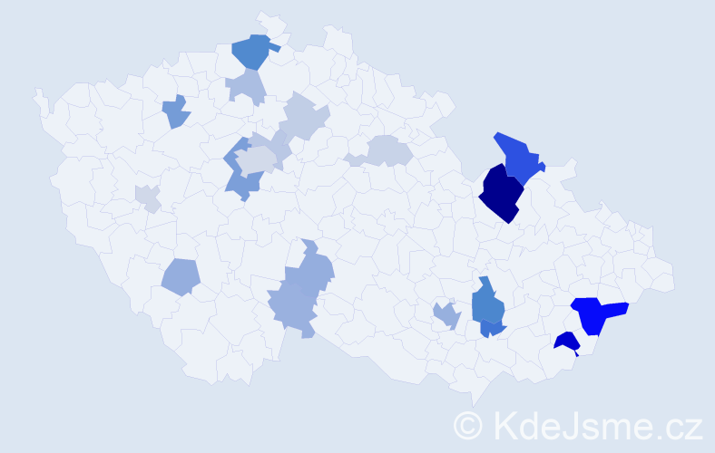 Příjmení: 'Vizina', počet výskytů 49 v celé ČR