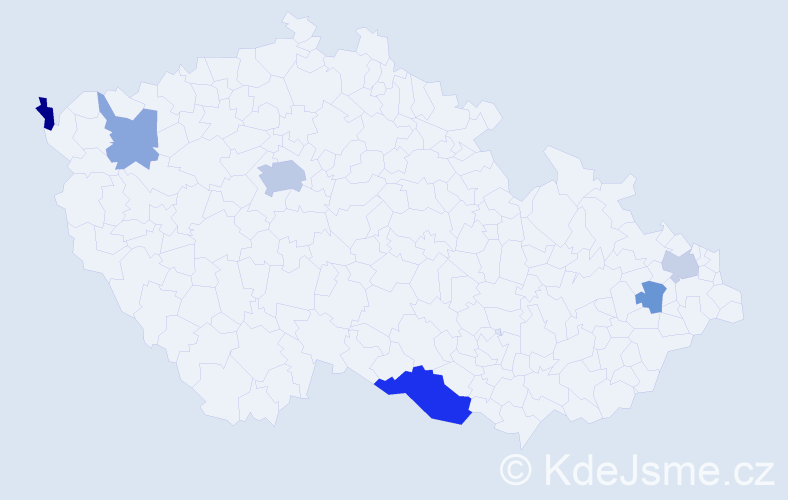 Příjmení: 'Gáfrik', počet výskytů 11 v celé ČR