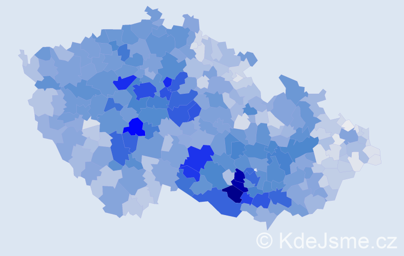 Příjmení: 'Procházka', počet výskytů 16018 v celé ČR