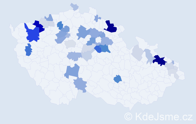 Příjmení: 'Lévai', počet výskytů 127 v celé ČR