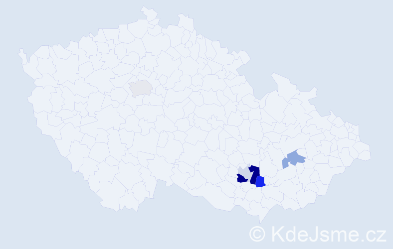 Příjmení: 'Tužínová', počet výskytů 8 v celé ČR